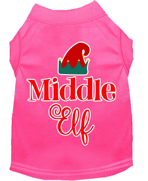 Middle Elf Screen Print Dog Shirt Bright Pink XS